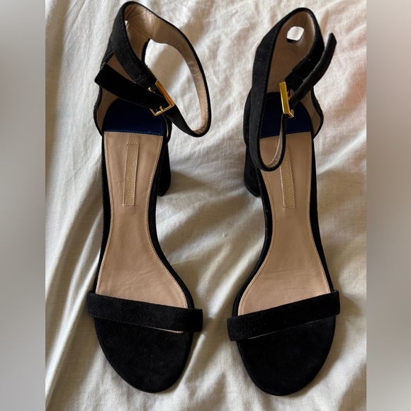 STUART WEITZMAN BLACK SUEDE HEEL LESS NUDIST 75mm size 8 - Picture 1 of 5